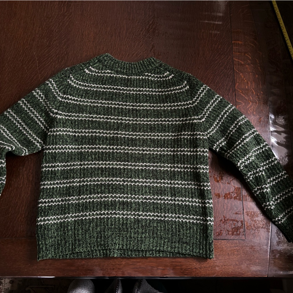 Green and White Striped Women's Sweater